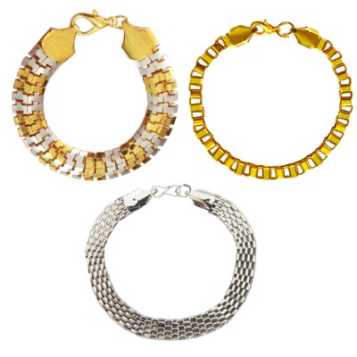 Menjewell New Classic Collection Gold::Silver South Indian Style Multi  Metal Design Bracelet Combo