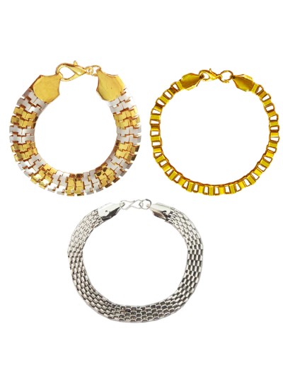 Menjewell New Classic Collection Gold::Silver South Indian Style Multi  Metal Design Bracelet Combo