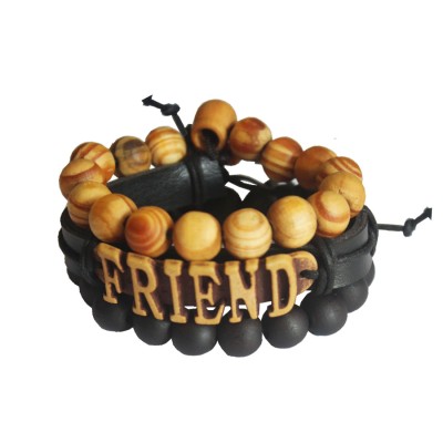 " Friends"Fancy Beads Braid Wrap Rope Multi-Strand Combo Bracelet