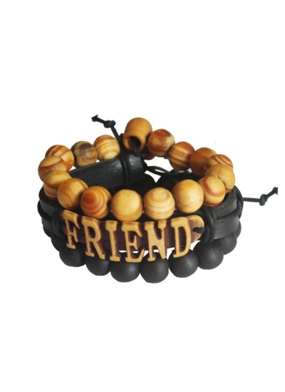 " Friends"Fancy Beads Braid Wrap Rope Multi-Strand Combo Bracelet