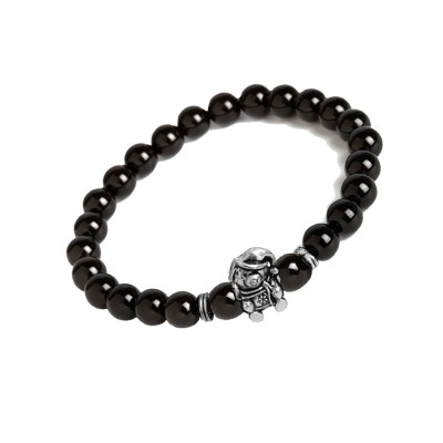 Onyx Stone Beads With Teddy Bear Charm Design Bracelet 