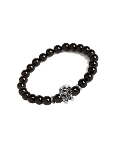 Onyx Stone Beads With Teddy Bear Charm Design Bracelet 