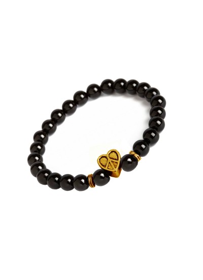 Gold Plated Macrame Bracelet with Black Beads – Estele-sonthuy.vn