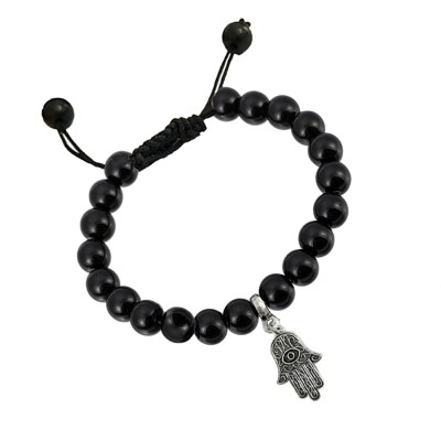 Handmade Black Onyx Evil Eye On Hand Bead Bracelet 