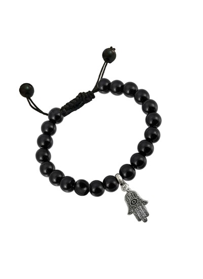 Handmade Black Onyx Evil Eye On Hand Bead Bracelet 