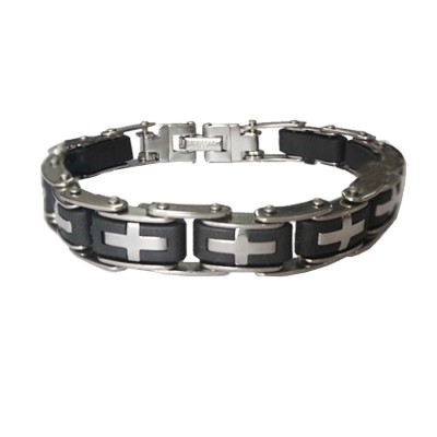 Black Dual Tone link Stainless steel Bracelets