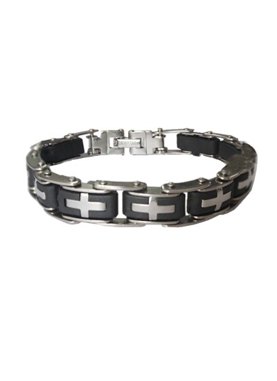 Black Dual Tone link Stainless steel Bracelets