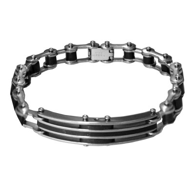 Black Dual Tone link Stainless steel Bracelets