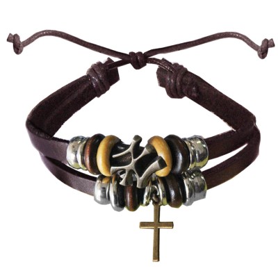 Brown  Christ cross charm fashion Bracelet 