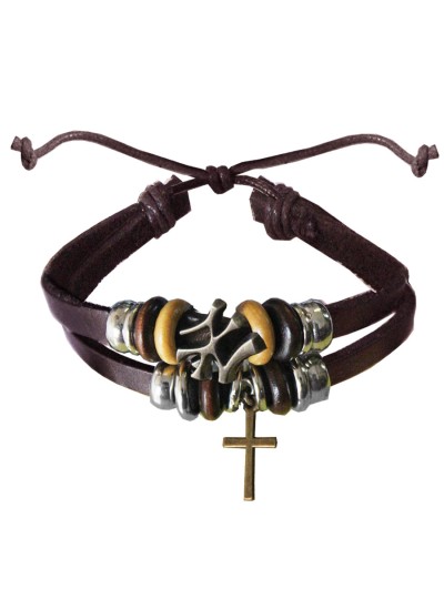 Brown  Christ cross charm fashion Bracelet 