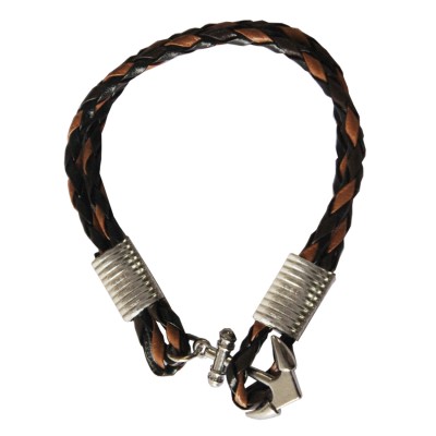 Brown::Black Anchor Lock Wrap Fashion Bracelet 