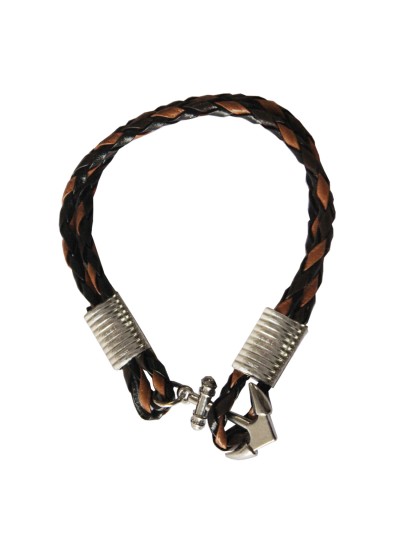 Brown::Black Anchor Lock Wrap Fashion Bracelet 