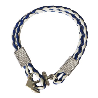 Blue::White Anchor Lock Wrap Fashion Bracelet 
