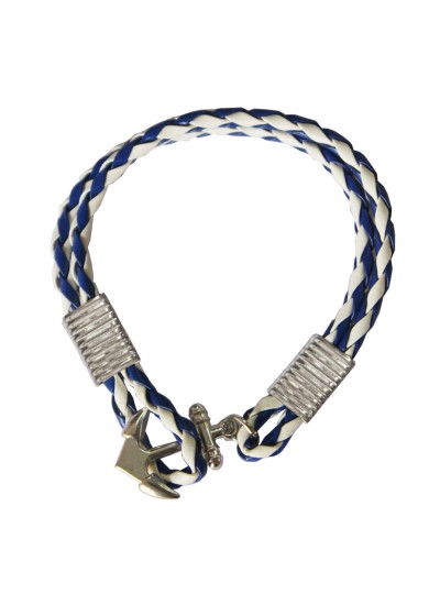 Blue::White Anchor Lock Wrap Fashion Bracelet 