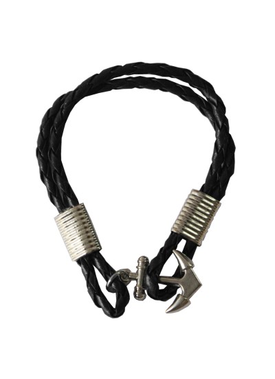 Black Anchor Lock Wrap Fashion Bracelet 