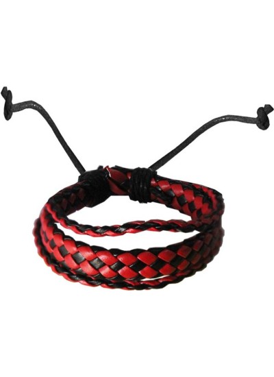 Elegant Red::Black Woven Rope Adjustable Fashion Bracelet