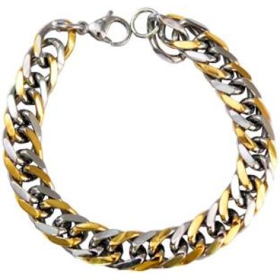 Mens Fashion Jewellery Gold::Silver Dual Tone Fashion Chain Link   Bracelet