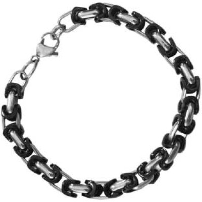 Black::Silver Box Byzantine Chain Link Fashion Stainless steel Bracelets