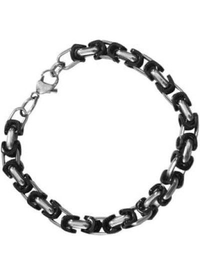 Black::Silver Box Byzantine Chain Link Fashion Stainless steel Bracelets