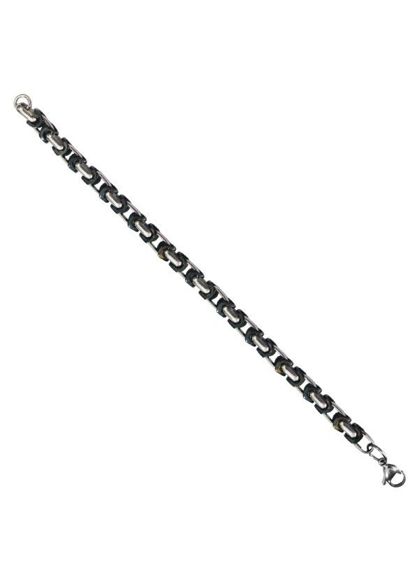 Black::Silver Box Byzantine Chain Link Fashion Stainless steel Bracelets