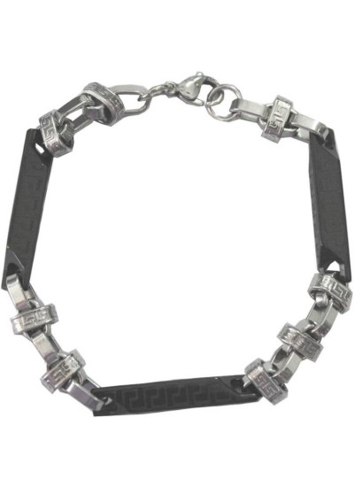 Elegant Black::Silver Fashion Stainless steel Bracelets 