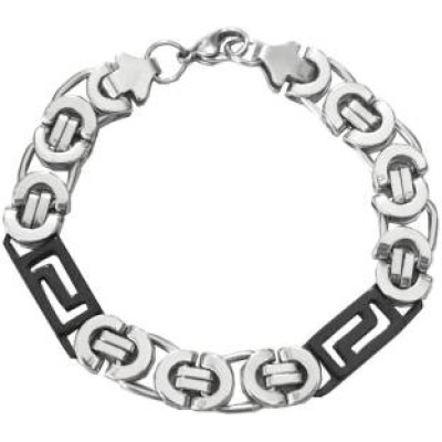 Black::Silver  Box Byzantine Chain Link Fashion Bracelet 