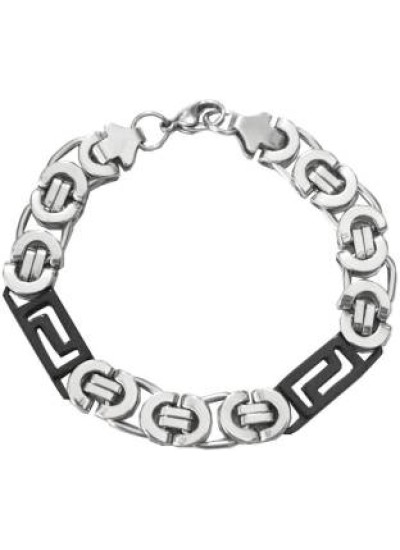 Black::Silver  Box Byzantine Chain Link Fashion Bracelet 