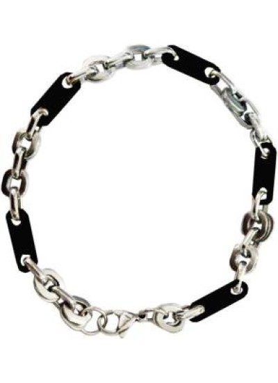 Black::Silver Box Byzantine Chain Link Fashion Stainless steel Bracelets