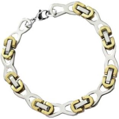 Gold::Silver Box Byzantine Chain Link Fashion Stainless steel Bracelets