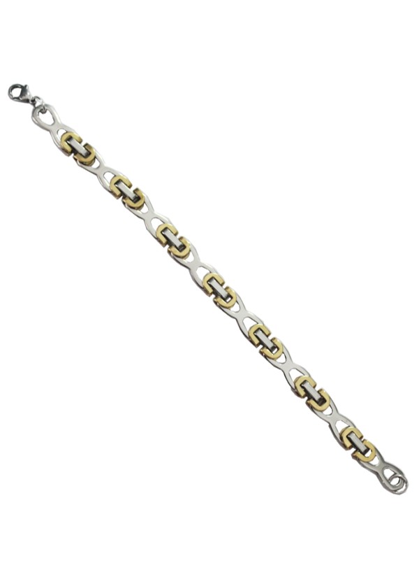 Gold::Silver Box Byzantine Chain Link Fashion Stainless steel Bracelets
