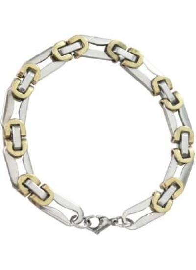 Gold::Silver Box Byzantine Chain Link Fashion Stainless steel Bracelets