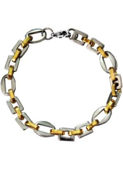 Gold::Silver  Box Byzantine Chain Link Fashion Stainless steel Bracelets