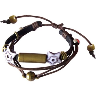 Elegant Brown Leather With Cotton Dori Fashion Leather Bracelet