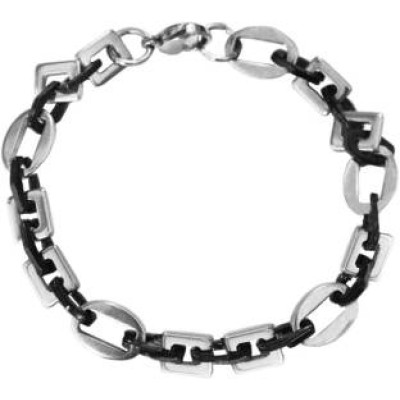 Silver::Black Byzantine Chain Style Stainless steel Bracelets