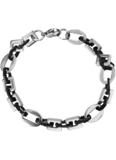 Silver::Black Byzantine Chain Style Stainless steel Bracelets