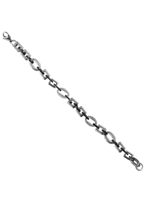 Silver::Black Byzantine Chain Style Stainless steel Bracelets