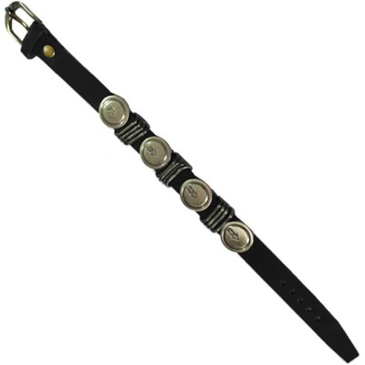 Stylish Black Fancy Design Leather Bracelet 