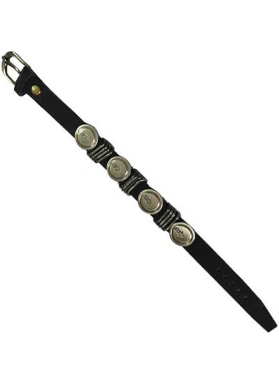 Stylish Black Fancy Design Leather Bracelet 