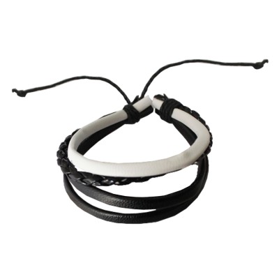 Black::White New Stylish Leather Fashion Leather Bracelet