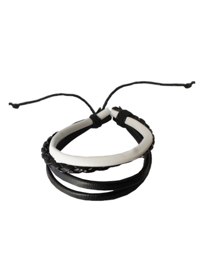 Black::White New Stylish Leather Fashion Leather Bracelet