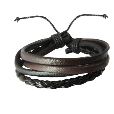 MENJEWELL Bronze Leather Multistrand Bracelet for Men