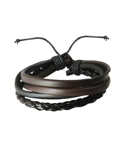 MENJEWELL Bronze Leather Multistrand Bracelet for Men