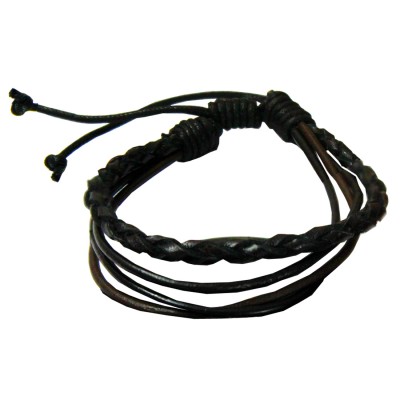 Black::Brown  Leather Fashion Bracelet