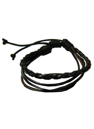 Black::Brown  Leather Fashion Bracelet