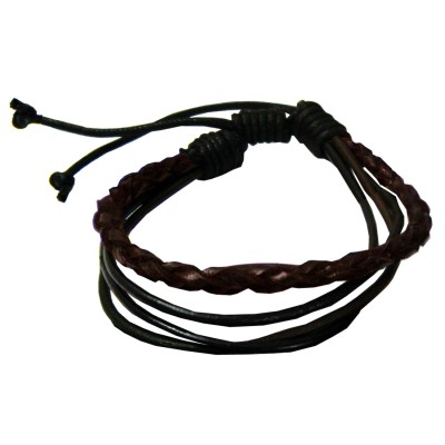 Black::Brown  Leather Fashion Bracelet 