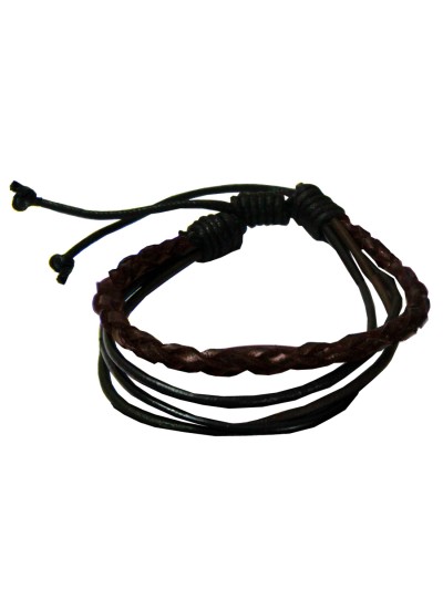 Black::Brown  Leather Fashion Bracelet 