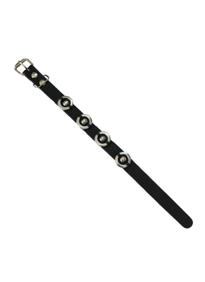 Black Leather Round Fashion Leather Bracelet