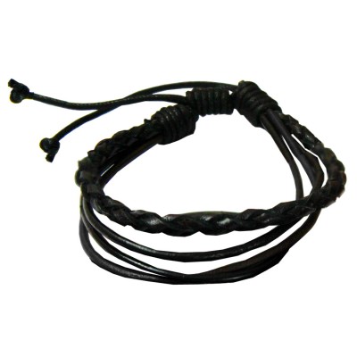 Black  Leather Round Fashion Bracelet