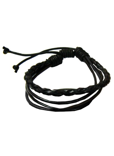 Black  Leather Round Fashion Bracelet