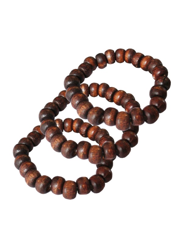 Elegant Brown Wood Bead Stretchable combo Wooden Bracelets 